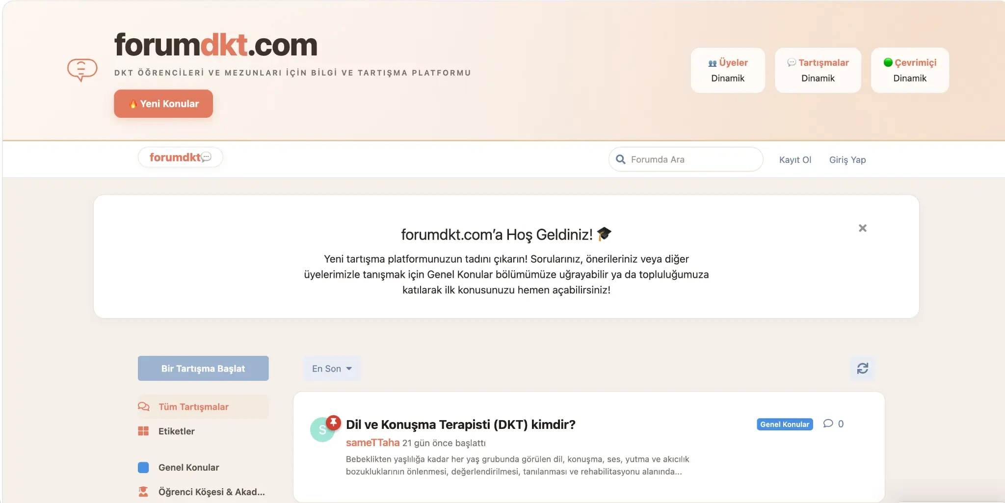 ForumDKT bilgi ve tartışma platformu web sitesi referansı