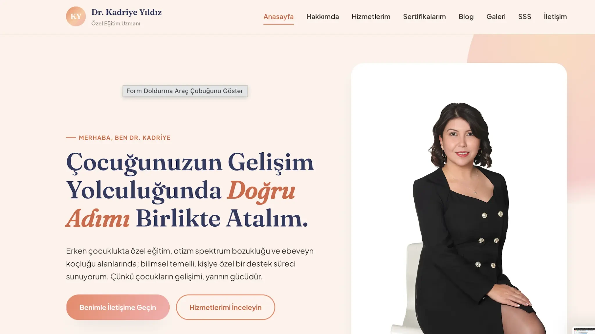 Dr. Kadriye Yıldız kişisel marka web sitesi referansı